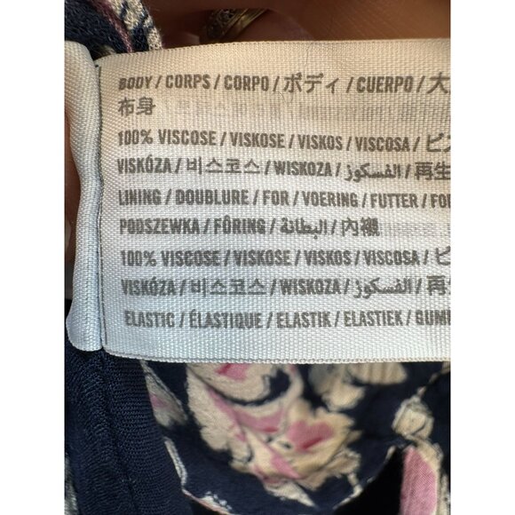 Abercrombie & Fitch Womens Floral Flowy Dress S Navy Pink White Elastic Waist Sm - Picture 5 of 16